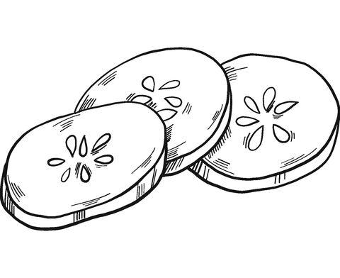 Cucumber Slices Coloring Page